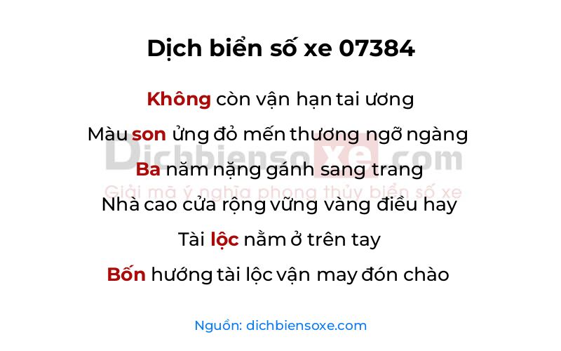 Dịch thơ biển số 07384