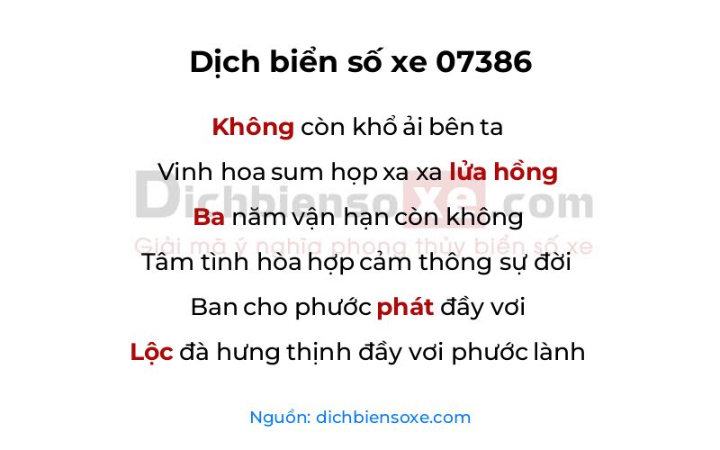 Dịch thơ biển số 07386
