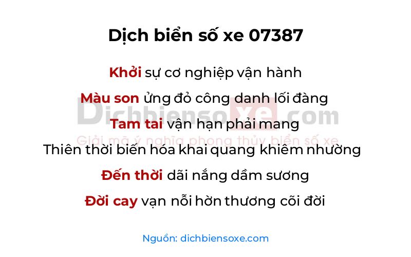 Dịch thơ biển số 07387