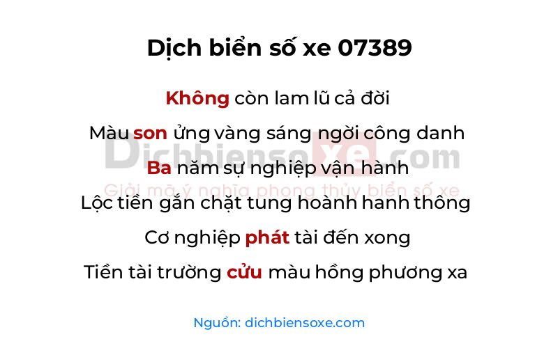 Dịch thơ biển số 07389