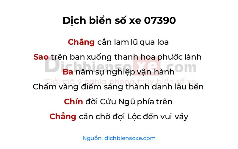 Dịch thơ biển số 07390