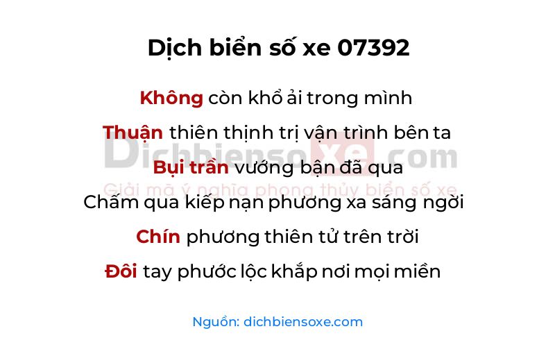 Dịch thơ biển số 07392