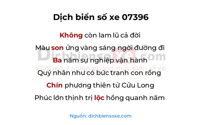 Dịch thơ biển số 07396