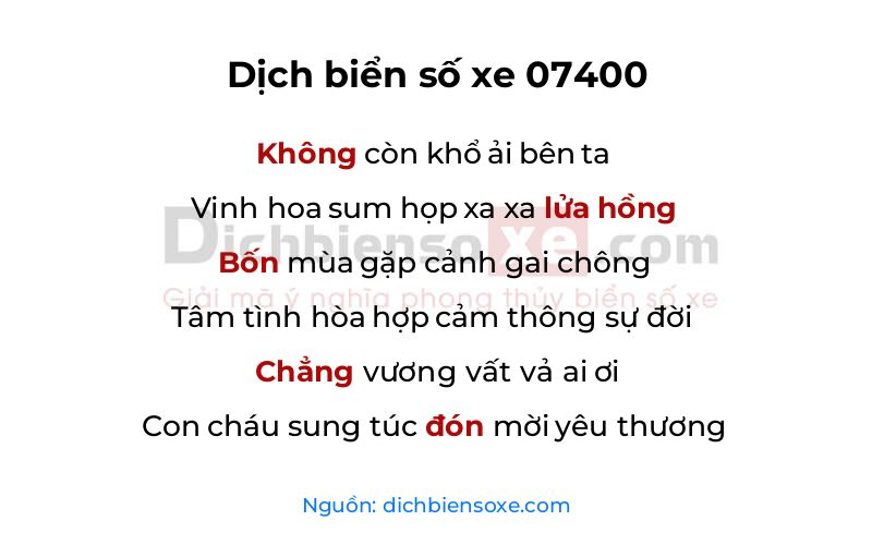Dịch thơ biển số 07400