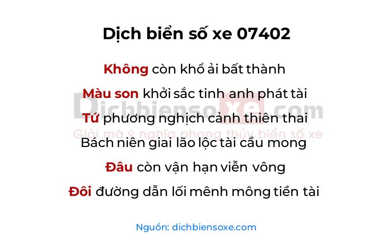 Dịch thơ biển số 07402