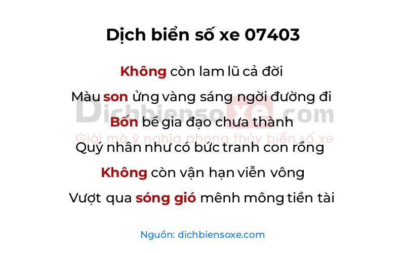 Dịch thơ biển số 07403