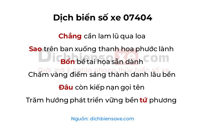Dịch thơ biển số 07404