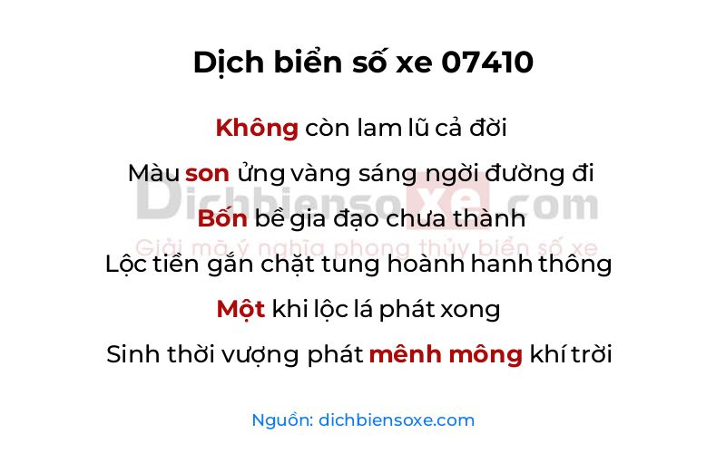 Dịch thơ biển số 07410