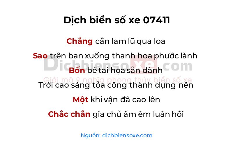 Dịch thơ biển số 07411