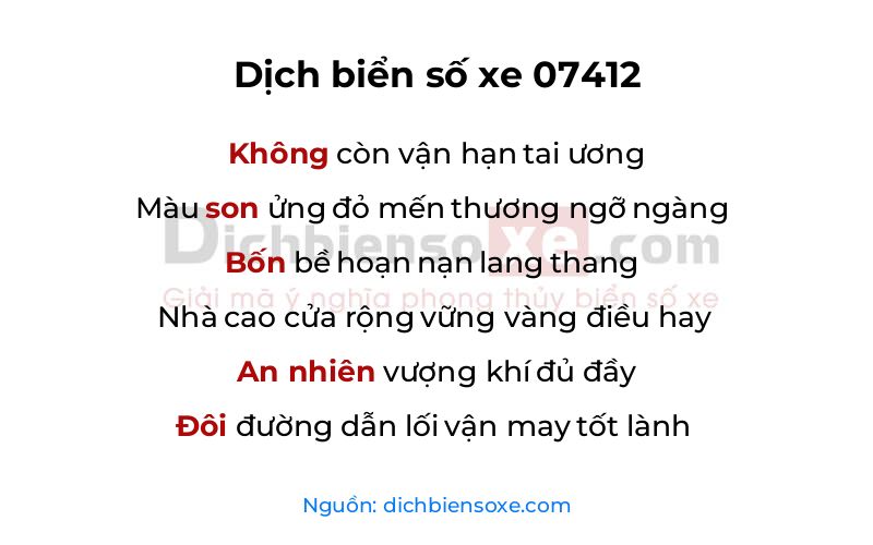 Dịch thơ biển số 07412