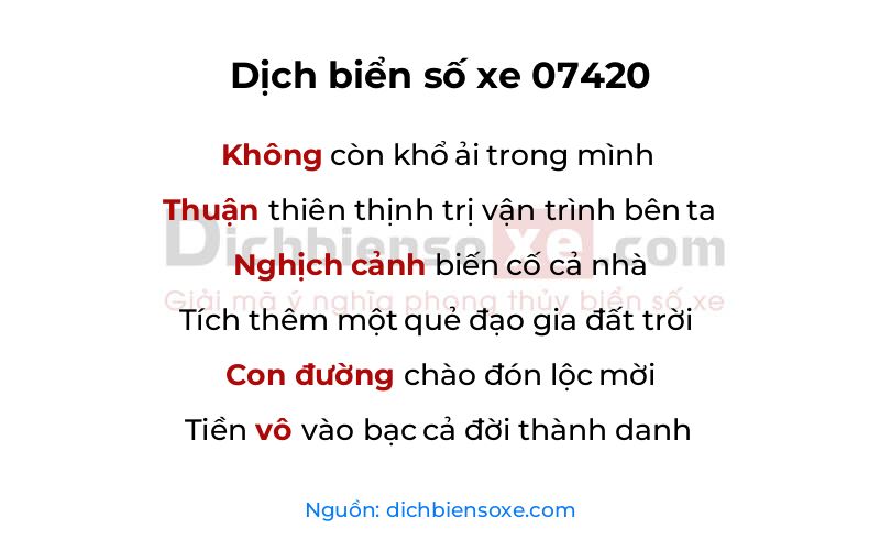 Dịch thơ biển số 07420
