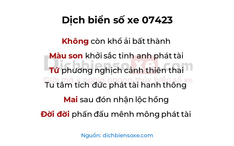 Dịch thơ biển số 07423