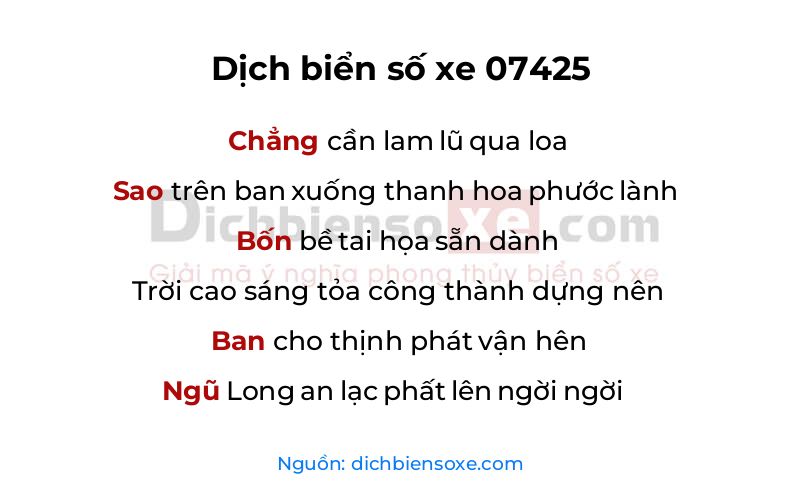 Dịch thơ biển số 07425