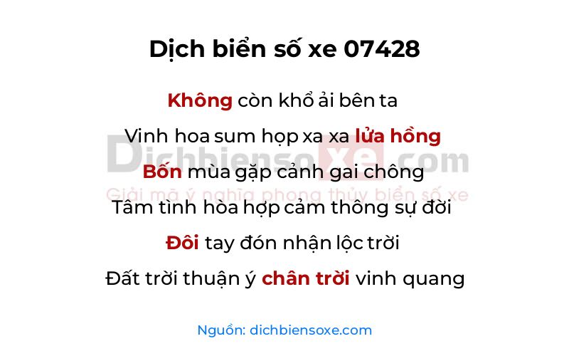 Dịch thơ biển số 07428