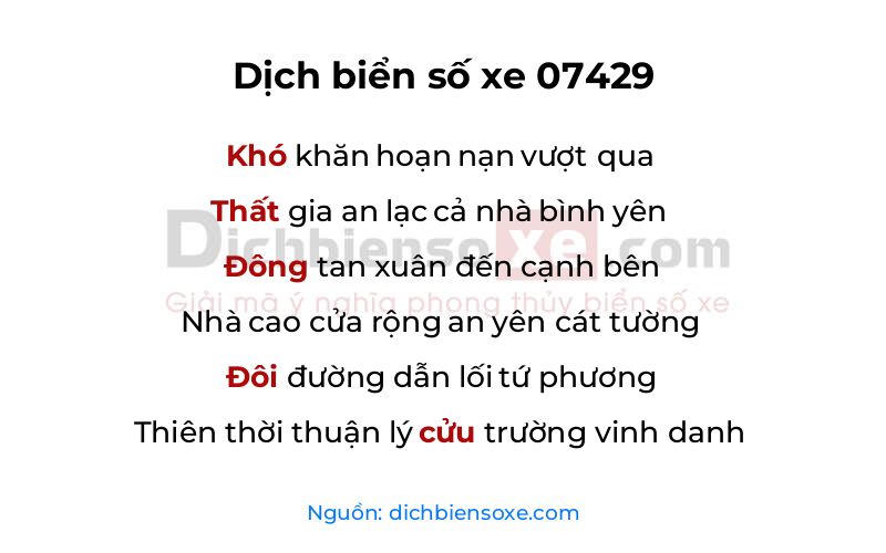 Dịch thơ biển số 07429