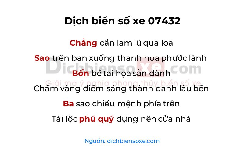 Dịch thơ biển số 07432