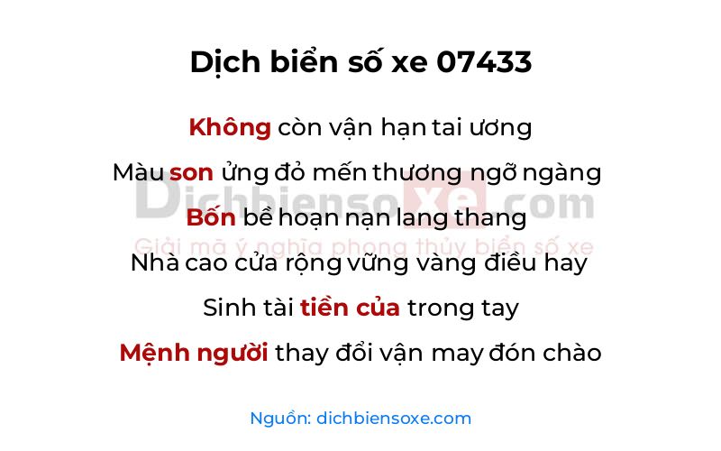 Dịch thơ biển số 07433