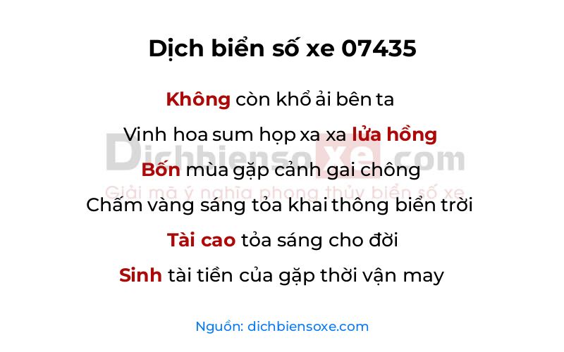 Dịch thơ biển số 07435