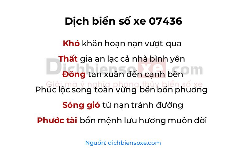 Dịch thơ biển số 07436