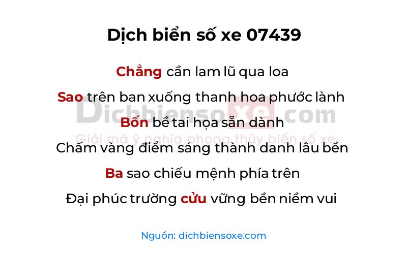 Dịch thơ biển số 07439
