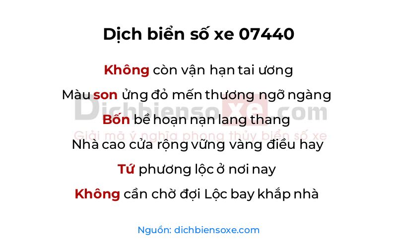 Dịch thơ biển số 07440