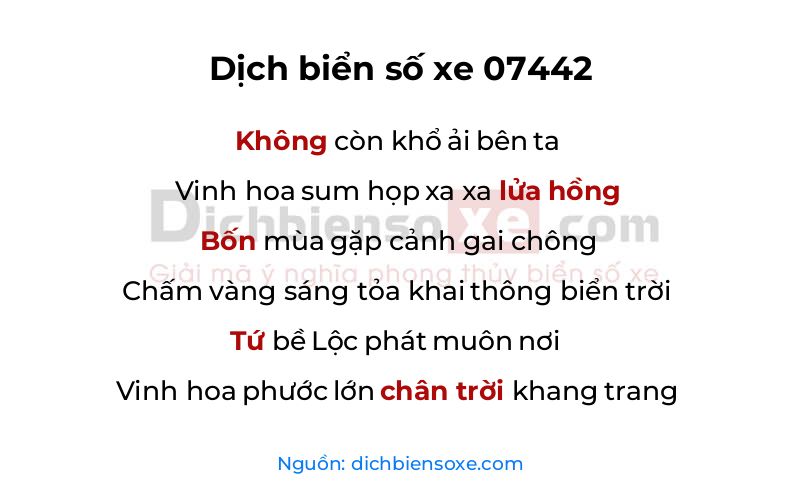 Dịch thơ biển số 07442