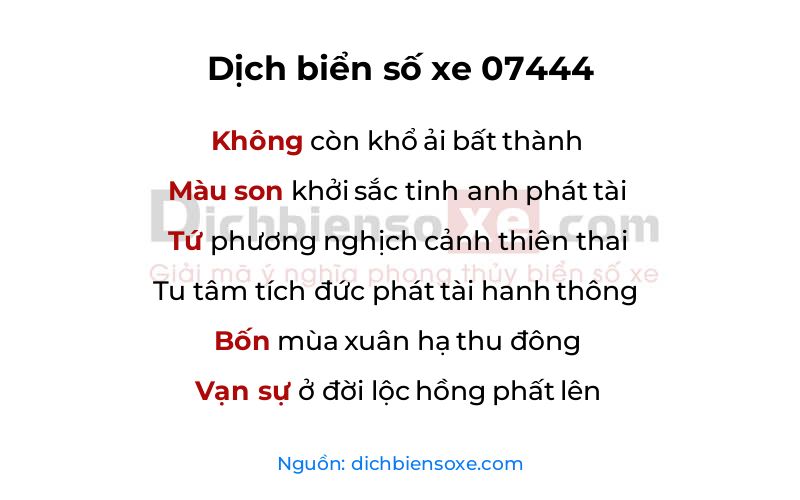 Dịch thơ biển số 07444