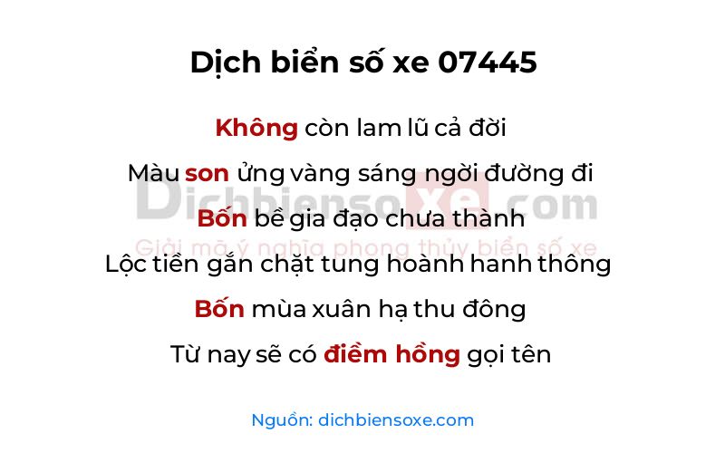 Dịch thơ biển số 07445