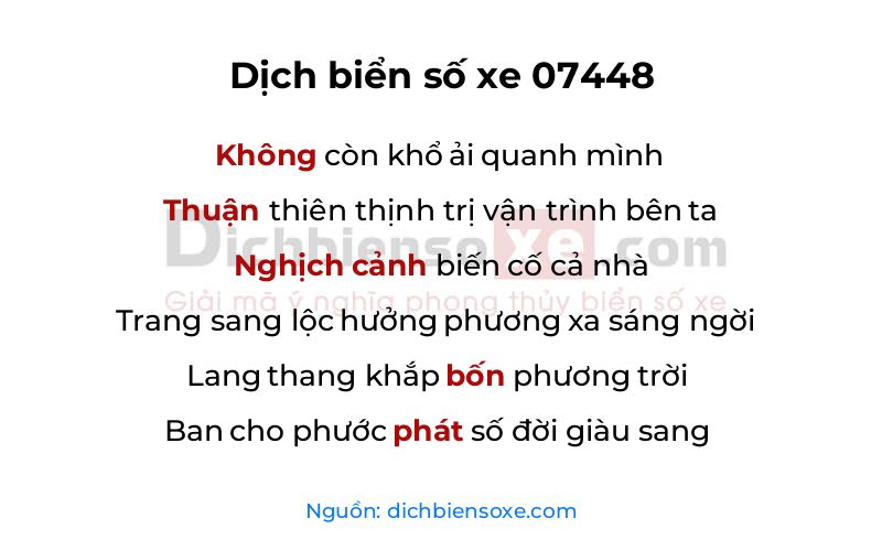 Dịch thơ biển số 07448