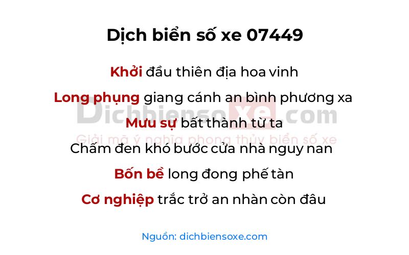 Dịch thơ biển số 07449