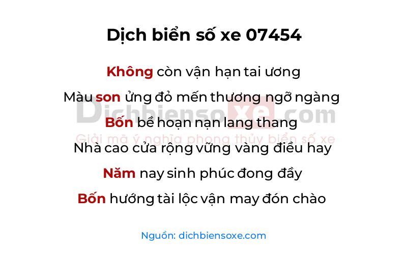 Dịch thơ biển số 07454