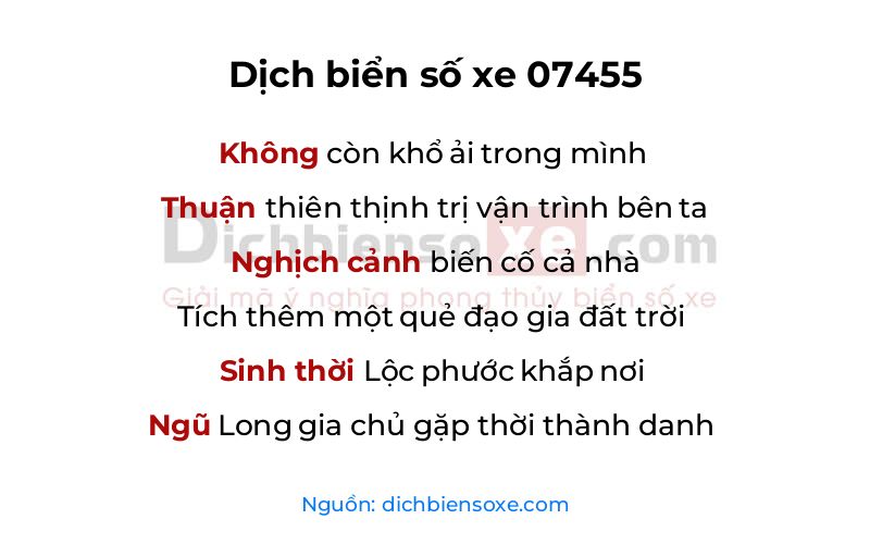 Dịch thơ biển số 07455