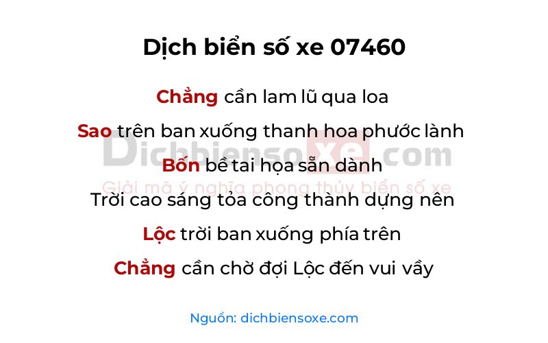 Dịch thơ biển số 07460
