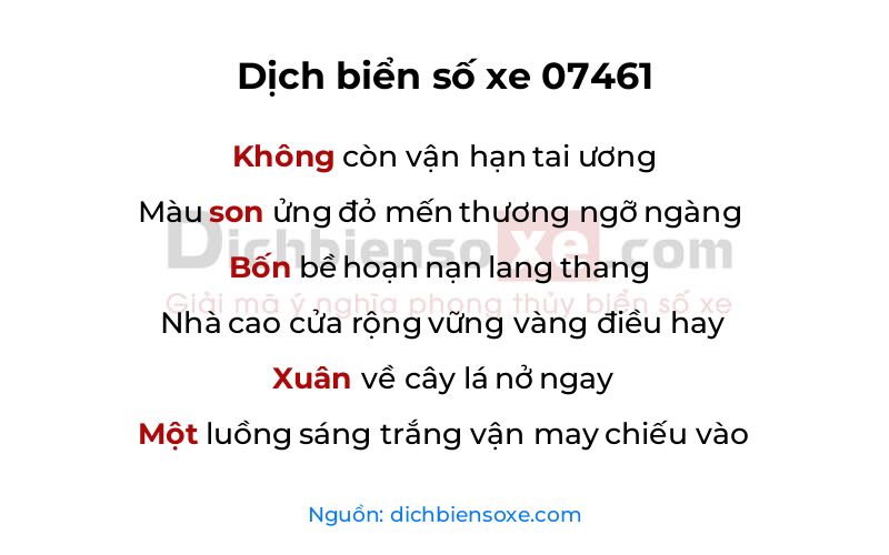Dịch thơ biển số 07461