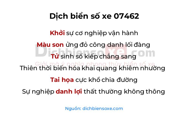Dịch thơ biển số 07462