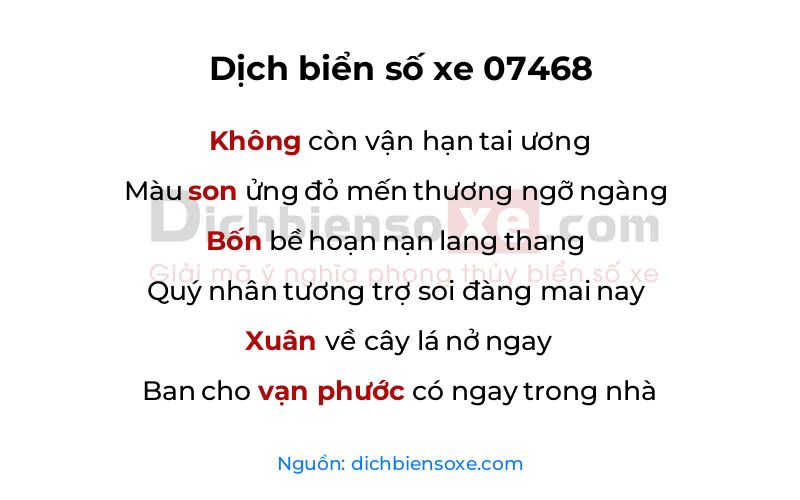 Dịch thơ biển số 07468