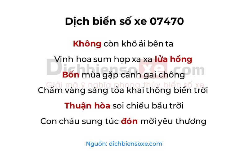 Dịch thơ biển số 07470