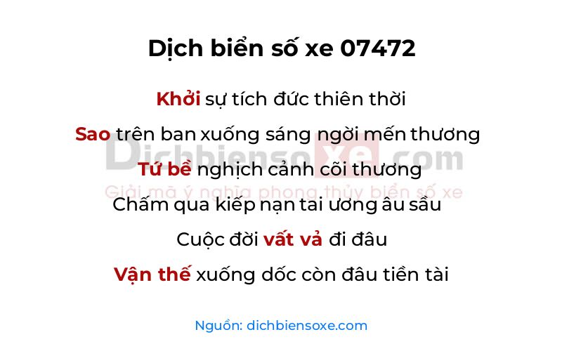 Dịch thơ biển số 07472