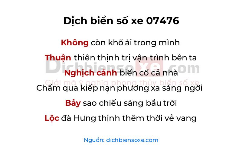 Dịch thơ biển số 07476
