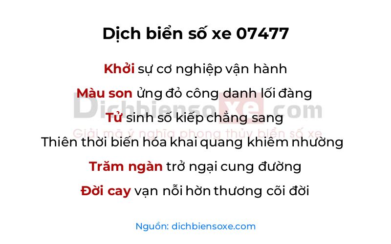 Dịch thơ biển số 07477