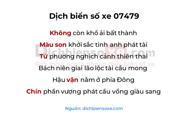 Dịch thơ biển số 07479
