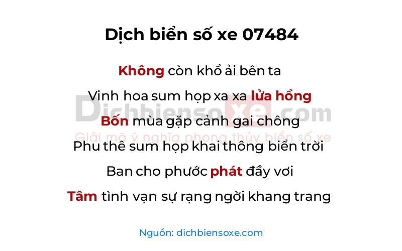 Dịch thơ biển số 07484