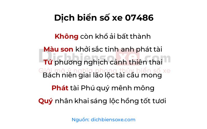 Dịch thơ biển số 07486