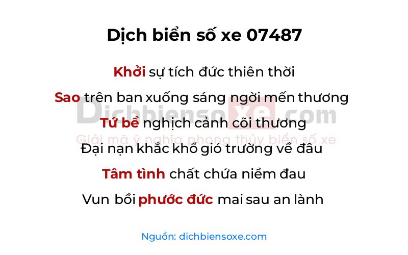 Dịch thơ biển số 07487