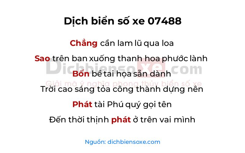 Dịch thơ biển số 07488