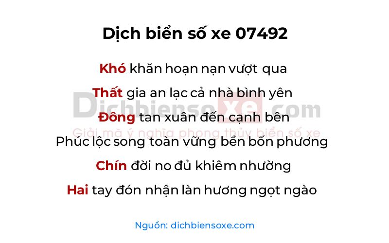 Dịch thơ biển số 07492