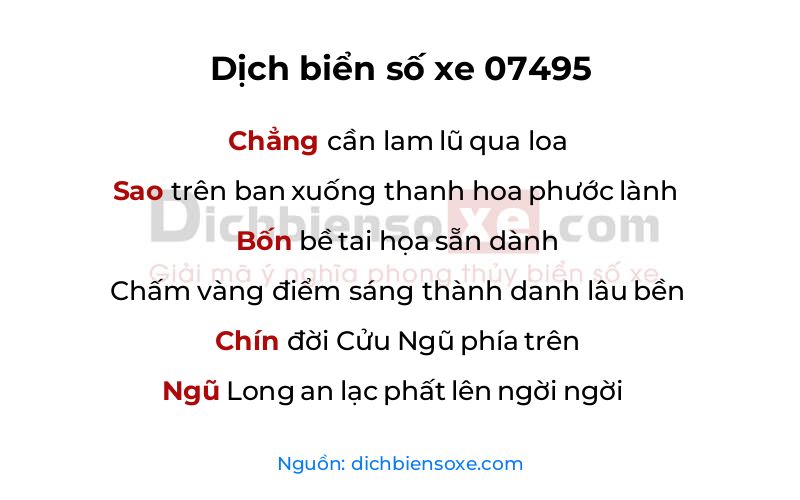 Dịch thơ biển số 07495
