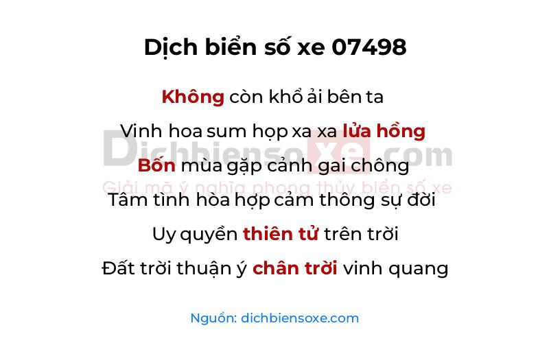 Dịch thơ biển số 07498