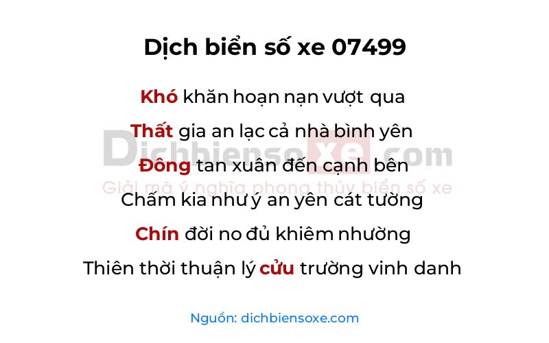 Dịch thơ biển số 07499