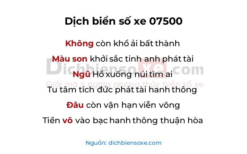 Dịch thơ biển số 07500